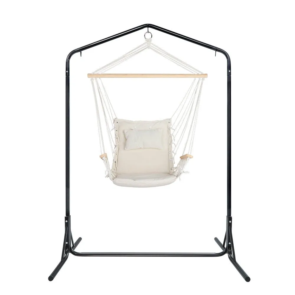 Outdoor Hammock Chair with Stand Swing Hanging Hammock Garden Cream