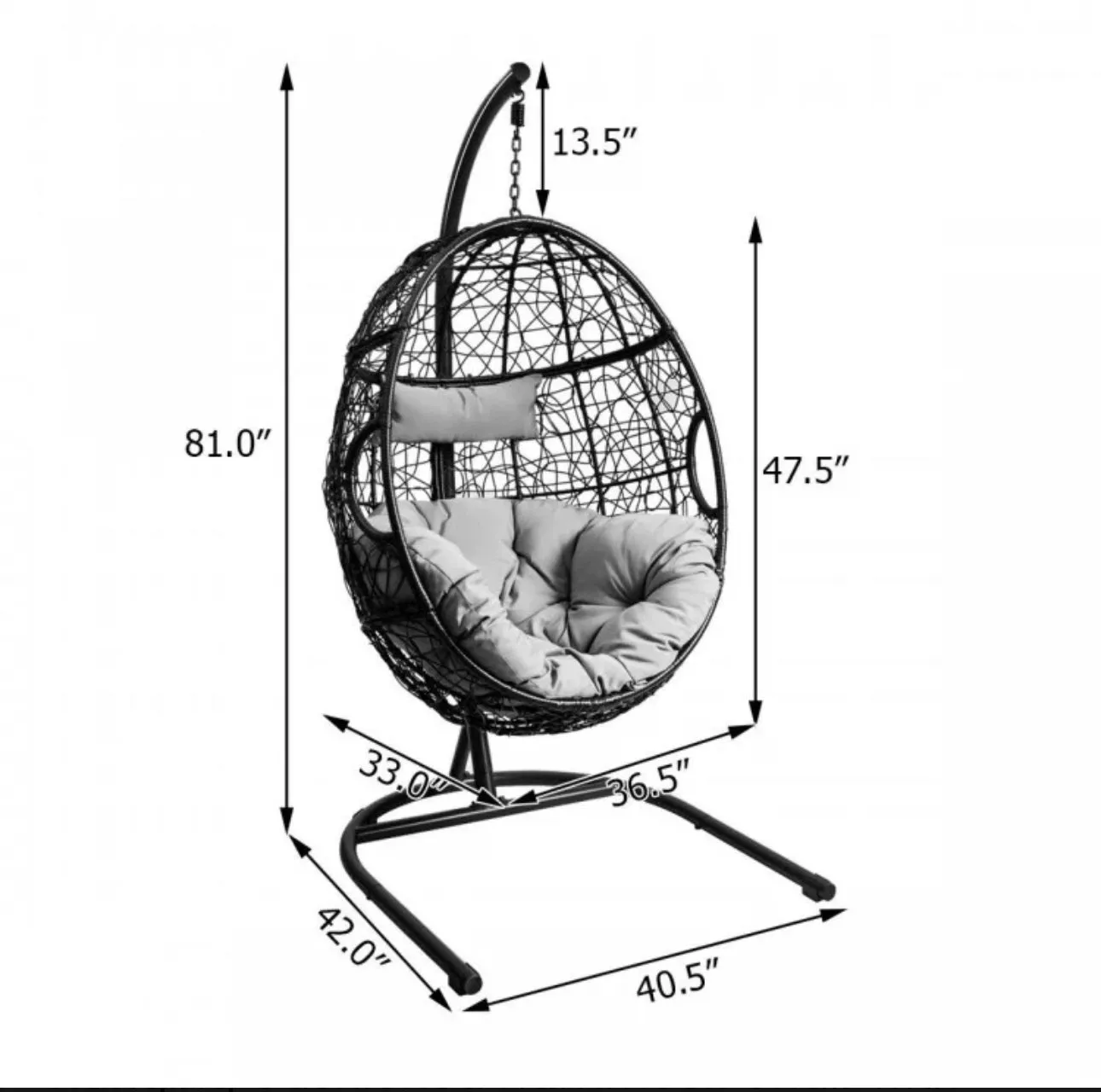 Outdoor / Indoor Patio Egg Swing Chair W/ Stand, Cushion, Pole, Basket - Heavy Duty Chair | Very Comfy Cushions | Hammock | Comes In 2 Colours | Holds 250lbs