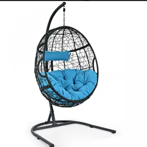 Outdoor / Indoor Patio Egg Swing Chair W/ Stand, Cushion, Pole, Basket - Heavy Duty Chair | Very Comfy Cushions | Hammock | Comes In 2 Colours | Holds 250lbs