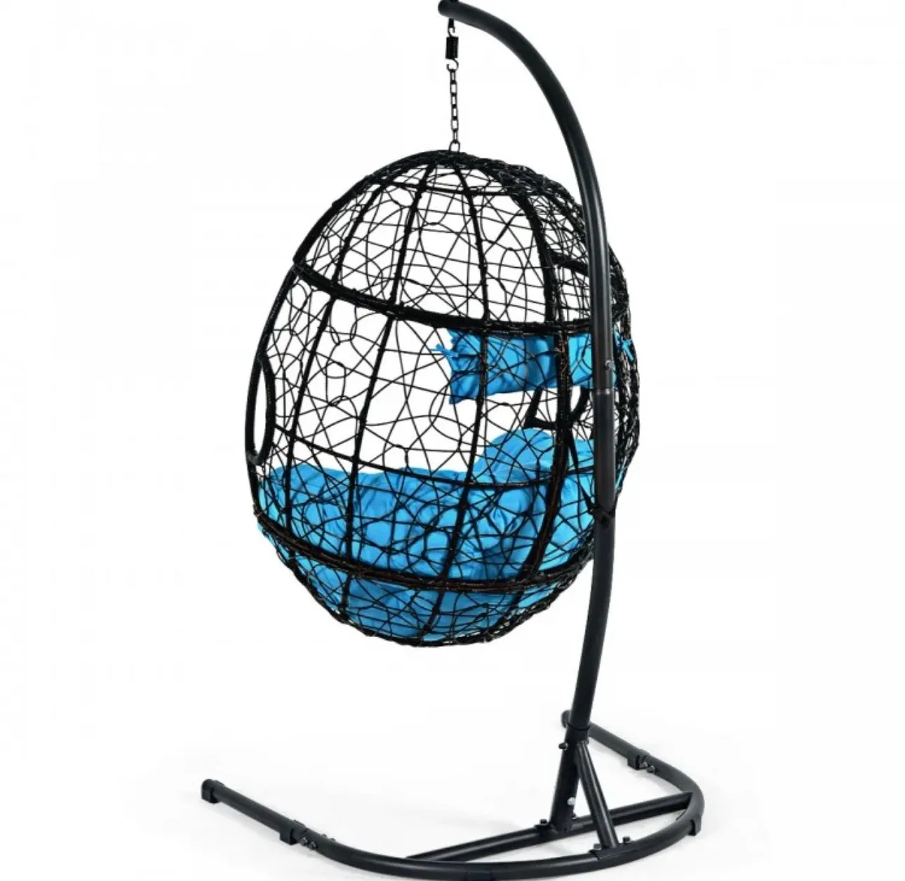 Outdoor / Indoor Patio Egg Swing Chair W/ Stand, Cushion, Pole, Basket - Heavy Duty Chair | Very Comfy Cushions | Hammock | Comes In 2 Colours | Holds 250lbs