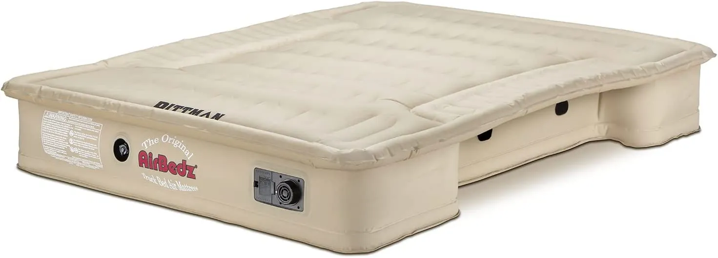 PPI-504 Full Size 5.5′-5.8′ Short Bed Tan Truck Bed Mattress with Built-in Rechargeable Battery Air Pump with Tailgate extension