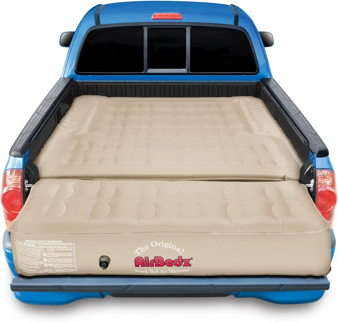 PPI-505 Mid Size 5′-5.5′ Short Bed Tan Truck Bed Mattress with Built-in Rechargeable Battery Air Pump with Tailgate extension