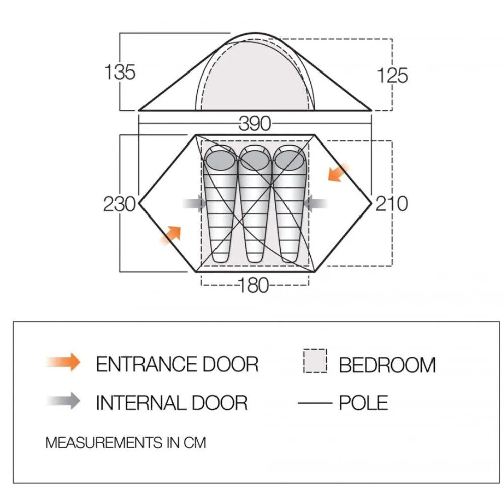 Vango HALO 300 Eco Tent - 3 Men Semi-Geodesic Tent